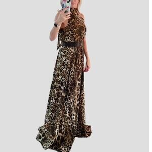 NWOT Va Va Voom leopard animal print LONG maxi dress Size Medium